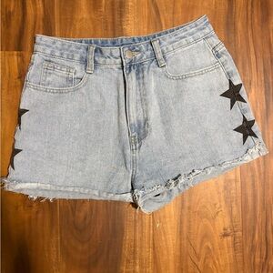 Denim Star-Embellished Women's Shorts